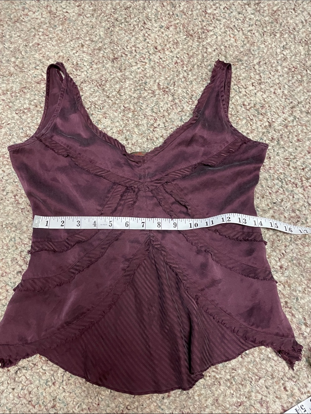 Danier 100% Silk  Plum V-Neck Ruffled Tank Top - Picture 4 of 7